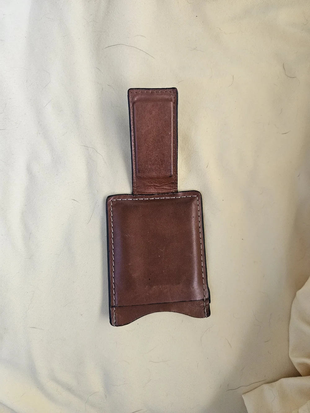 Brown Leather Magnetic Money Clip Card Holder
